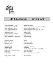 Éphémérides 2019-2020